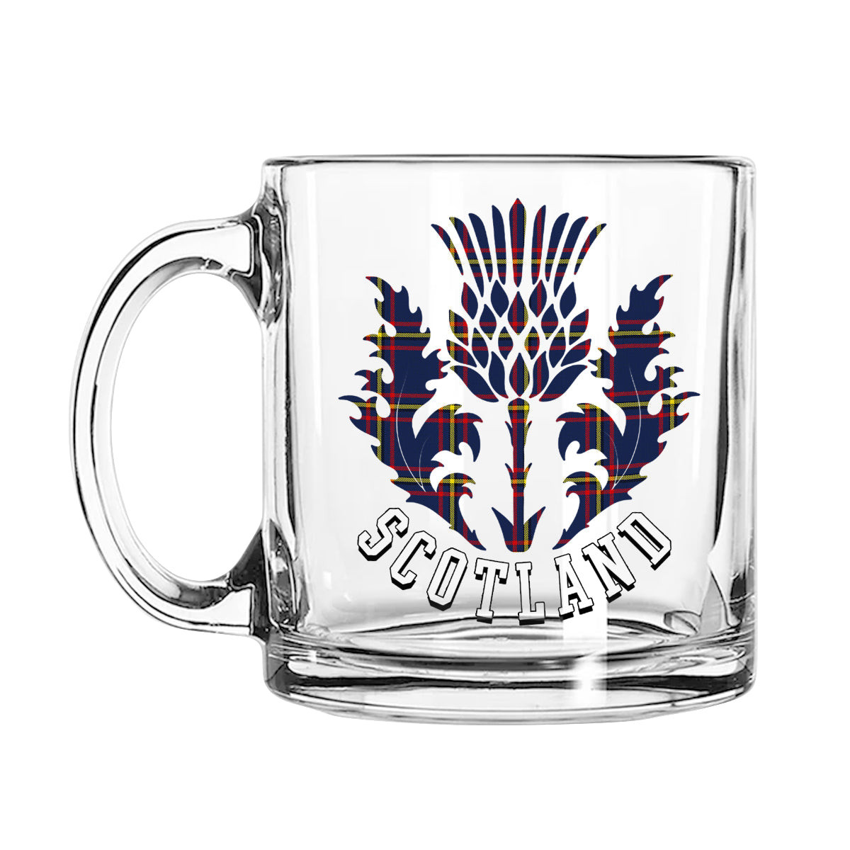 ScotsTee Shop Scottish MacLaine of Lochbuie Hunting Modern Scotland Thislte Tartan Glass Mug