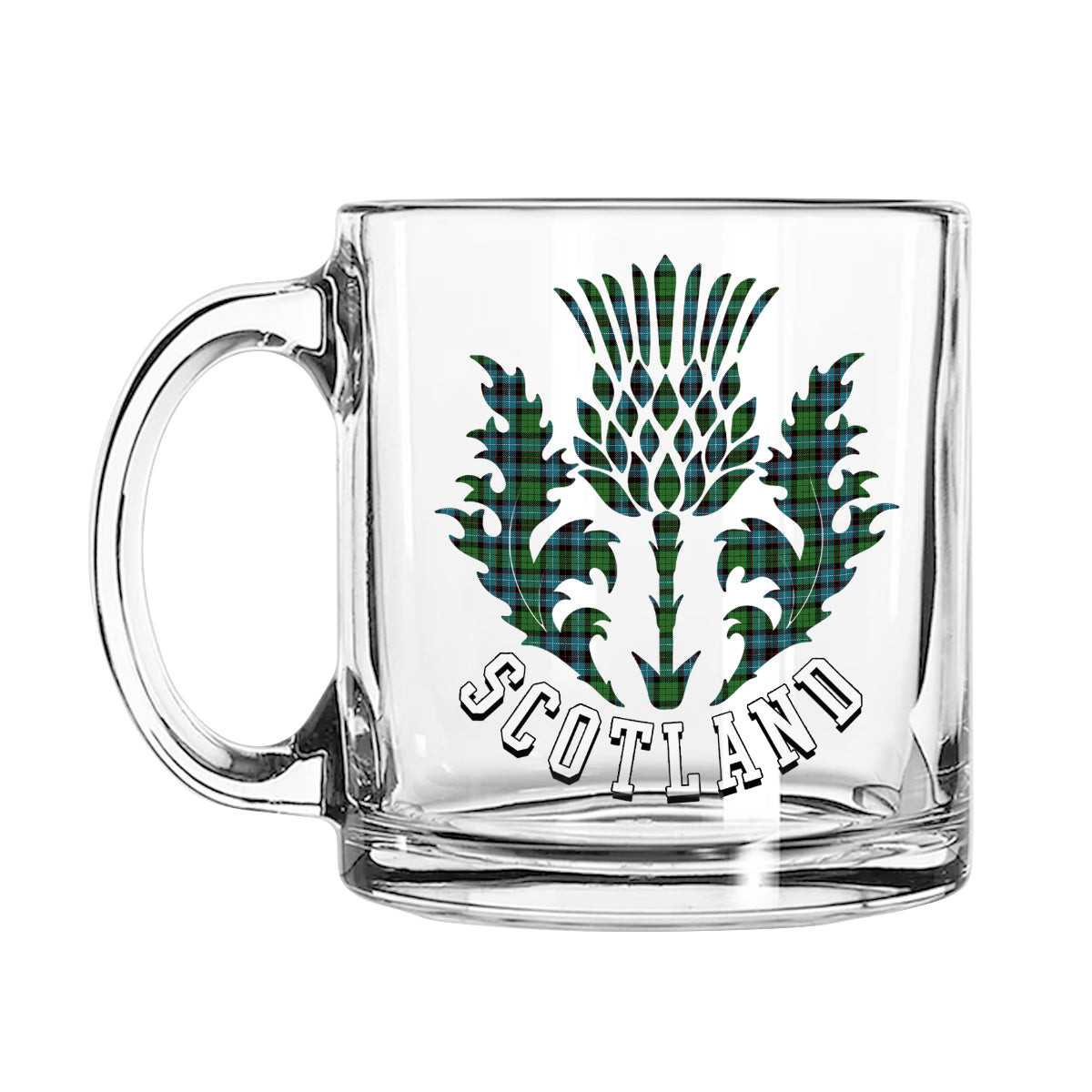 ScotsTee Shop Scottish Hunter of Peebleshire Ancient Scotland Thislte Tartan Glass Mug