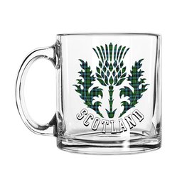 ScotsTee Shop Scottish Hunter of Peebleshire Ancient Scotland Thislte Tartan Glass Mug