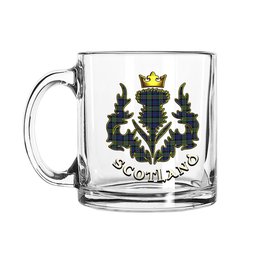 ScotsTee Shop Scottish MacFadzean or MacPhedran Scotland Thislte Tartan Glass Mug