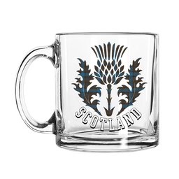 ScotsTee Shop Scottish Hanna of Leith yellow line Scotland Thislte Tartan Glass Mug