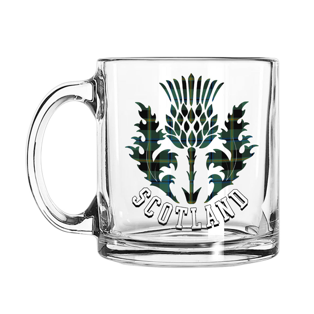 ScotsTee Shop Scottish Michaluk Scotland Thislte Tartan Glass Mug