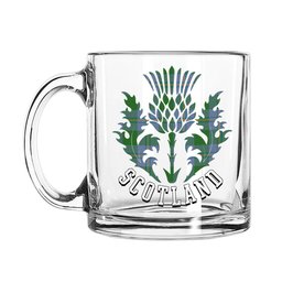 ScotsTee Shop Scottish Irvine of Bonshaw Ancient Scotland Thislte Tartan Glass Mug