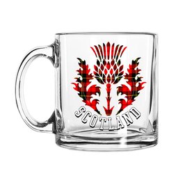 ScotsTee Shop Scottish Wallace Hunting Red Scotland Thislte Tartan Glass Mug