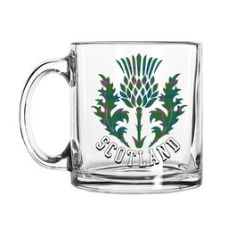 ScotsTee Shop Scottish Laurie (Lawrie) Ancient Clan Scotland Thislte Tartan Glass Mug