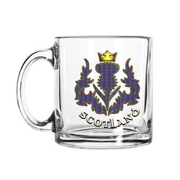 ScotsTee Shop Scottish Yale College, Wrexham Scotland Thislte Tartan Glass Mug