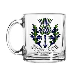 ScotsTee Shop Scottish McNeil of Barra Modern Scotland Thislte Tartan Glass Mug