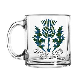 ScotsTee Shop Scottish Melville Two black lines Scotland Thislte Tartan Glass Mug