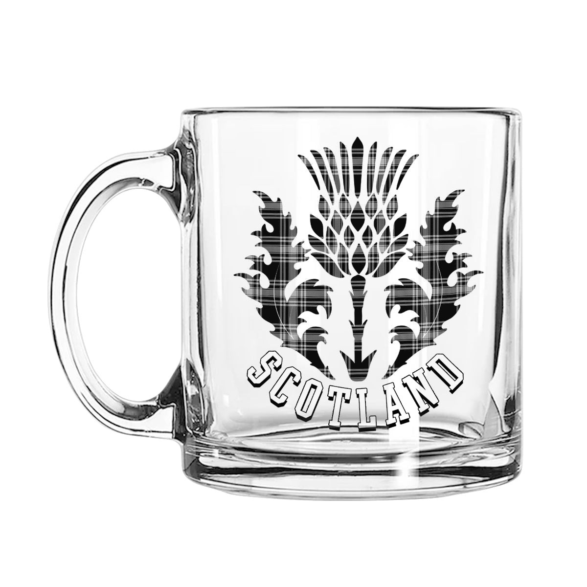 ScotsTee Shop Scottish Menzies 1938 Scotland Thislte Tartan Glass Mug