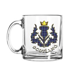 ScotsTee Shop Scottish Peacock Samantha Scotland Thislte Tartan Glass Mug
