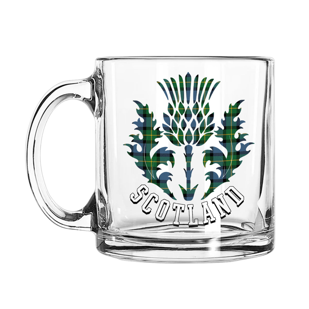 ScotsTee Shop Scottish Sinclair of Ulster Ancient Scotland Thislte Tartan Glass Mug