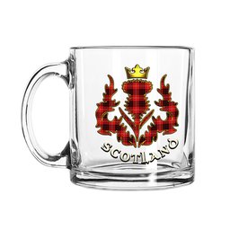 ScotsTee Shop Scottish Munro Black and Red Modern Scotland Thislte Tartan Glass Mug