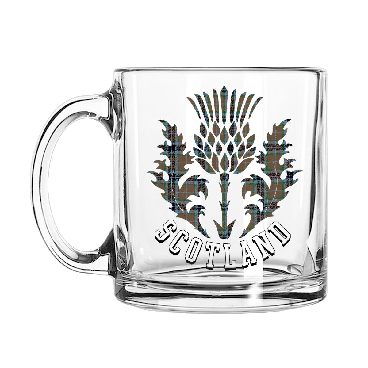 ScotsTee Shop Scottish McTavish Hunting Ancient Scotland Thislte Tartan Glass Mug