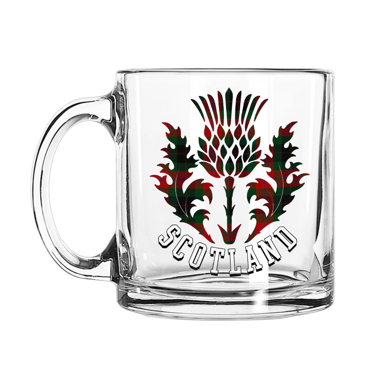 ScotsTee Shop Scottish Skene of Cromar Black Scotland Thislte Tartan Glass Mug