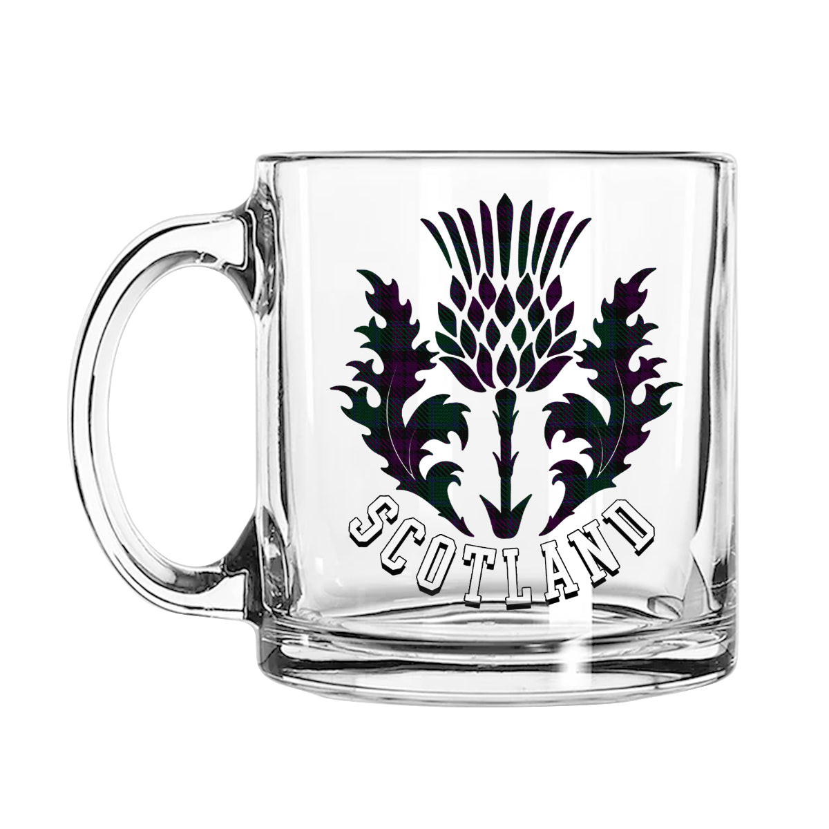 ScotsTee Shop Scottish MacArthur of Milton Hunting Scotland Thislte Tartan Glass Mug