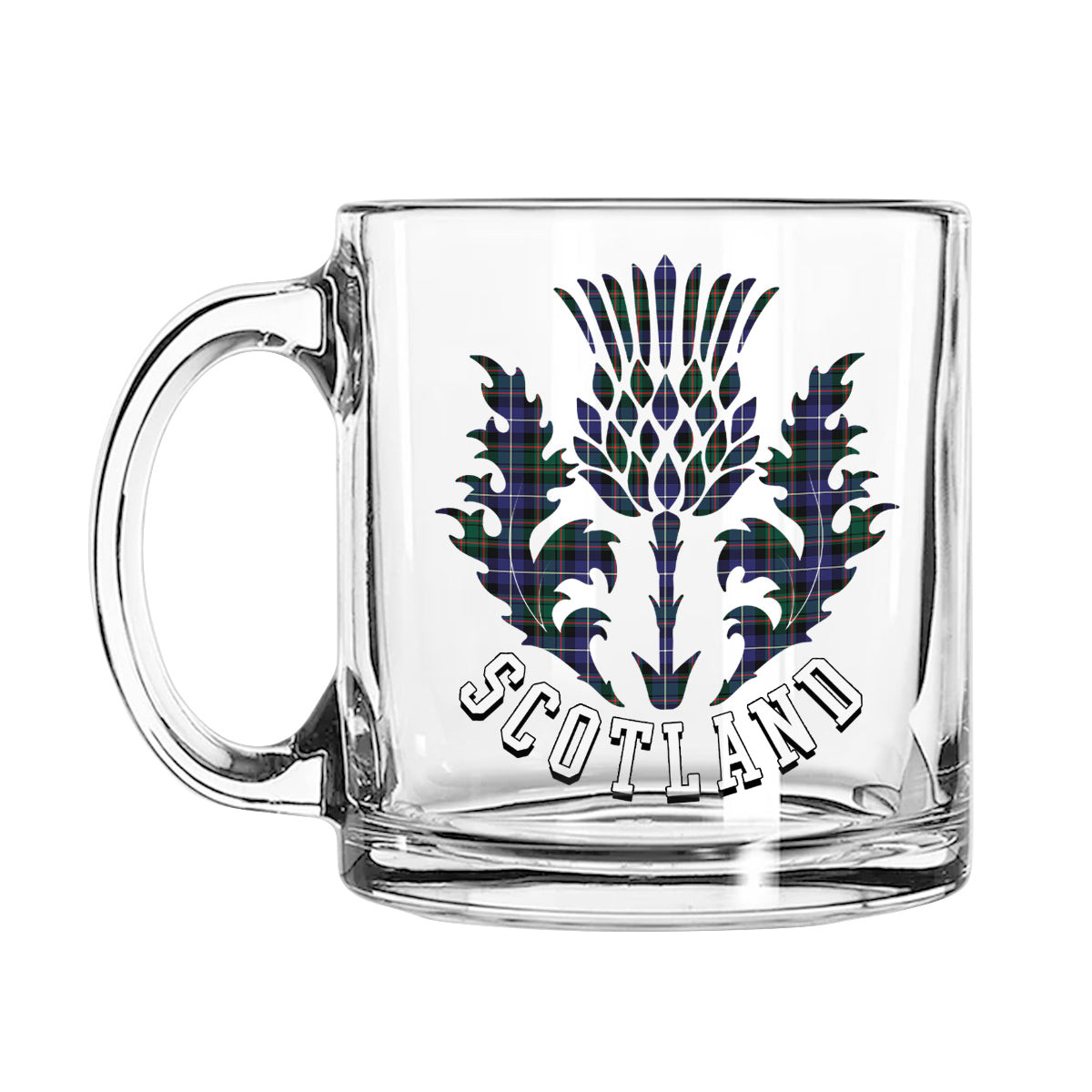ScotsTee Shop Scottish MacRae Hunting Modern Scotland Thislte Tartan Glass Mug
