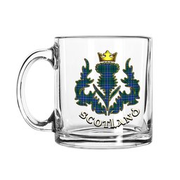 ScotsTee Shop Scottish Wishart Hunting Modern Clan Scotland Thislte Tartan Glass Mug