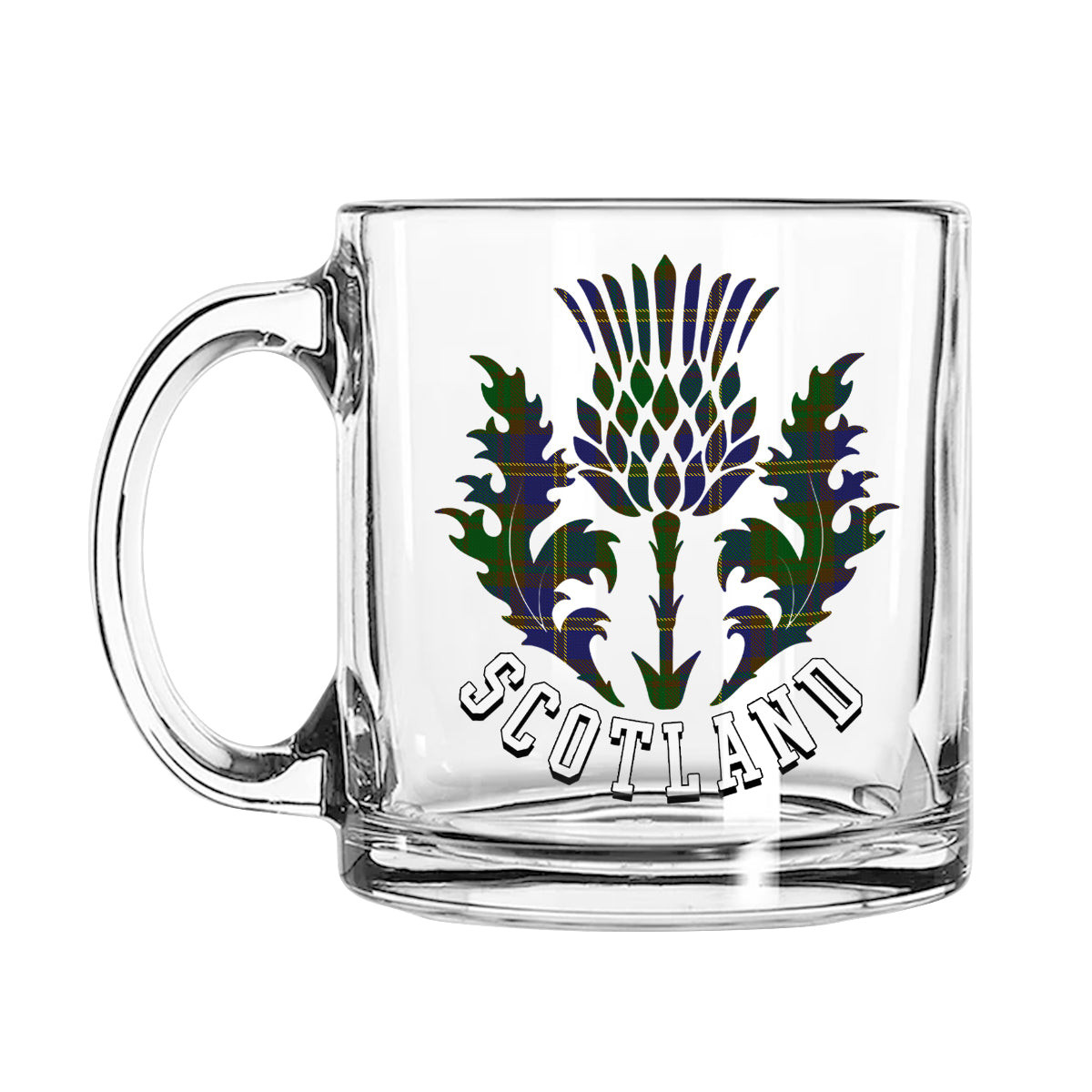 ScotsTee Shop Scottish Strange of Balkaskie Scotland Thislte Tartan Glass Mug