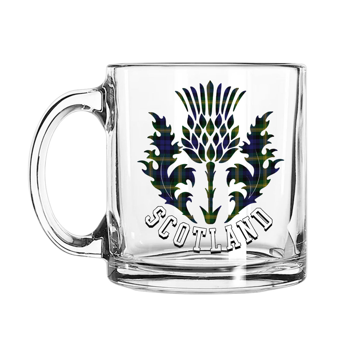 ScotsTee Shop Scottish Gordon of Esslemont Scotland Thislte Tartan Glass Mug
