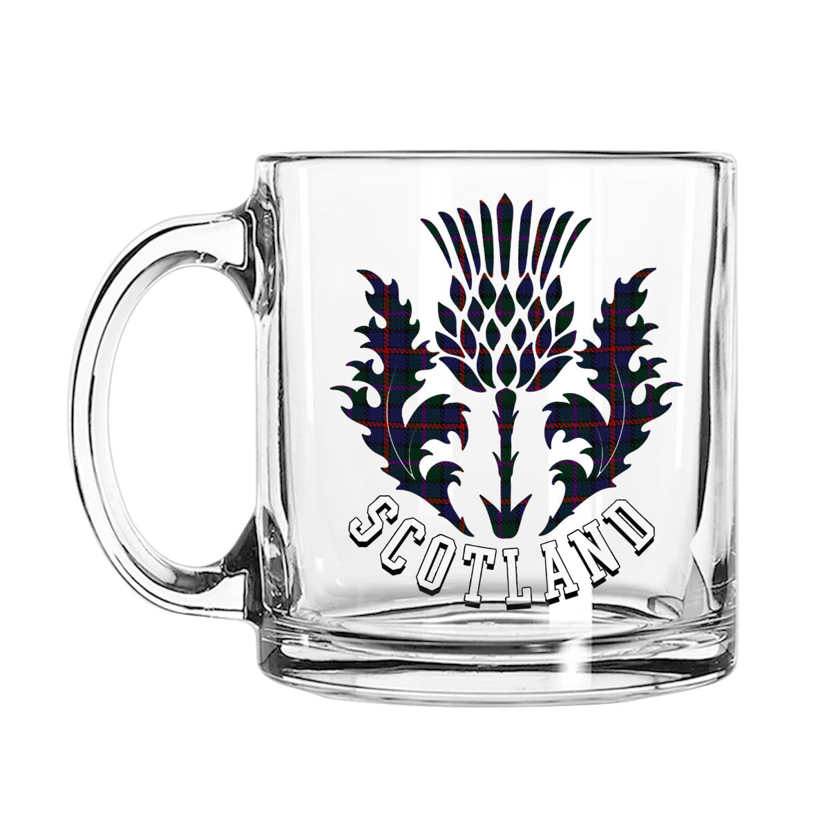 ScotsTee Shop Scottish MacCaughan or MacEachain Scotland Thislte Tartan Glass Mug