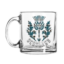 ScotsTee Shop Scottish McThomas Blue Ancient Scotland Thislte Tartan Glass Mug