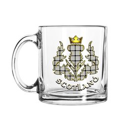 ScotsTee Shop Scottish MacFarlane Black White Modern Scotland Thislte Tartan Glass Mug