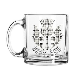 ScotsTee Shop Scottish MacFarlane Black White Modern Scotland Thislte Tartan Glass Mug