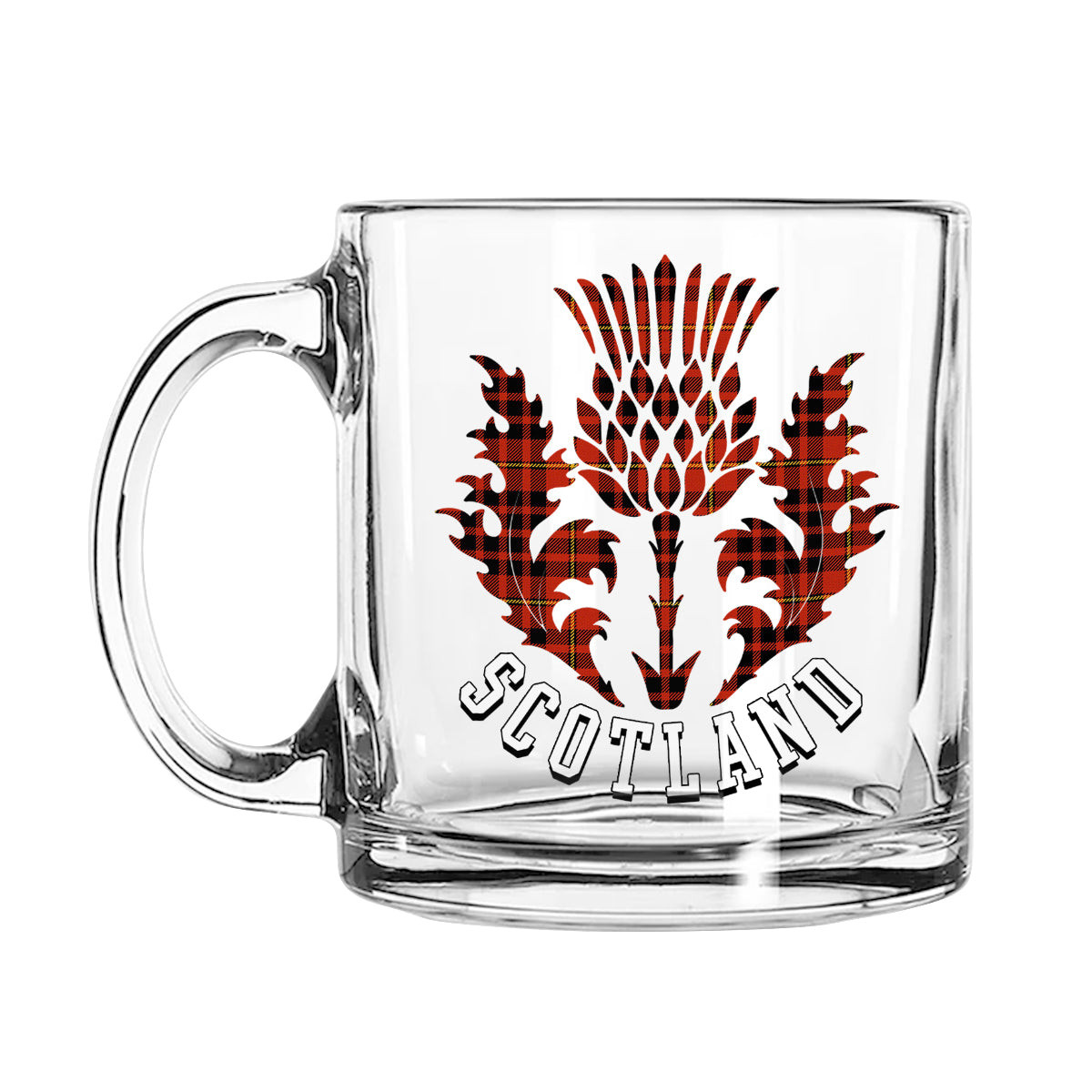 ScotsTee Shop Scottish MacDonald of Ardnamurchan Ancient Scotland Thislte Tartan Glass Mug