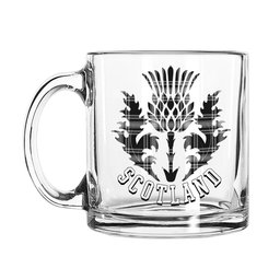 ScotsTee Shop Scottish Menzies Black and White Scotland Thislte Tartan Glass Mug
