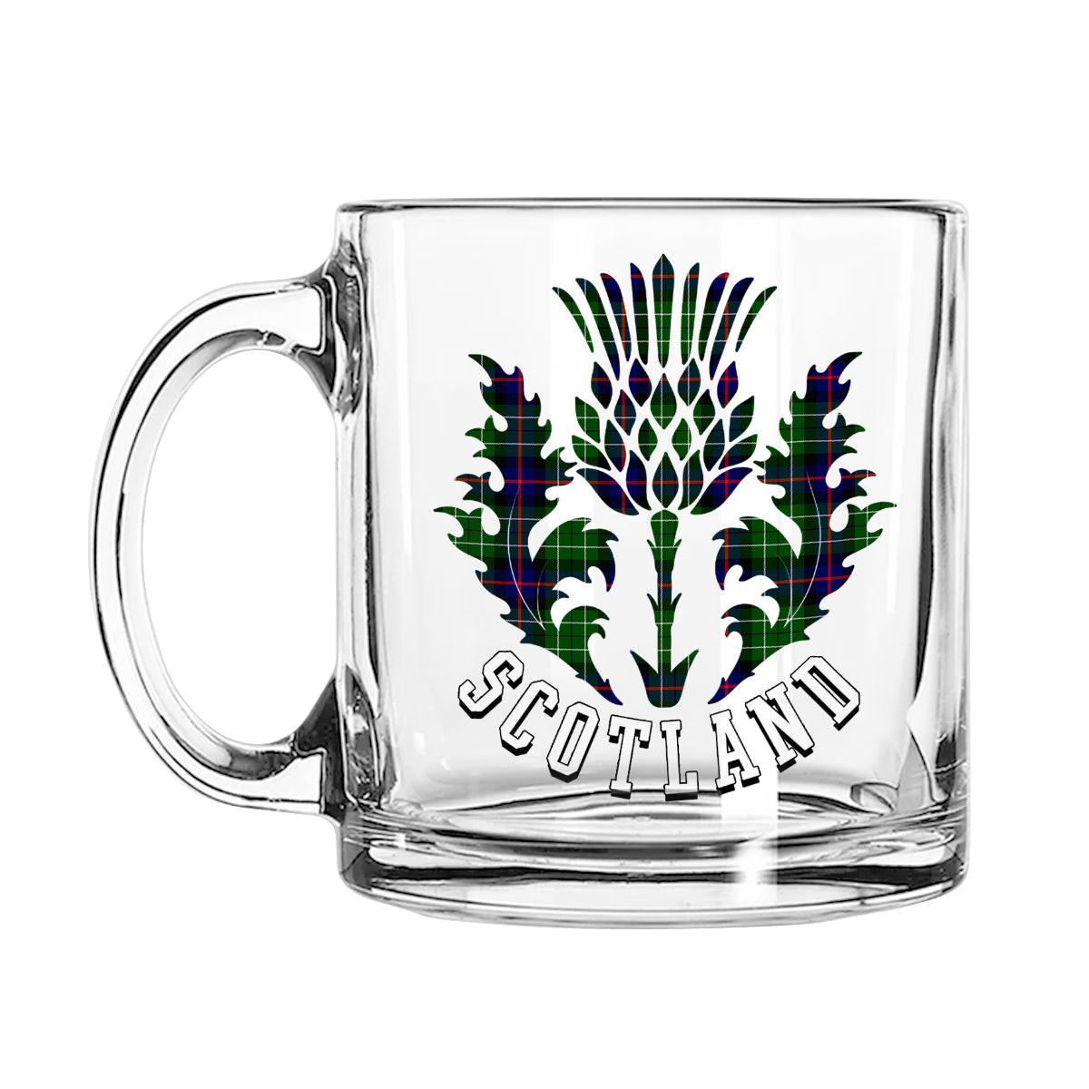 ScotsTee Shop Scottish Leslie Hunting SC Scotland Thislte Tartan Glass Mug