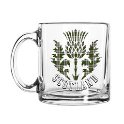 ScotsTee Shop Scottish Hay White Dress Scotland Thislte Tartan Glass Mug