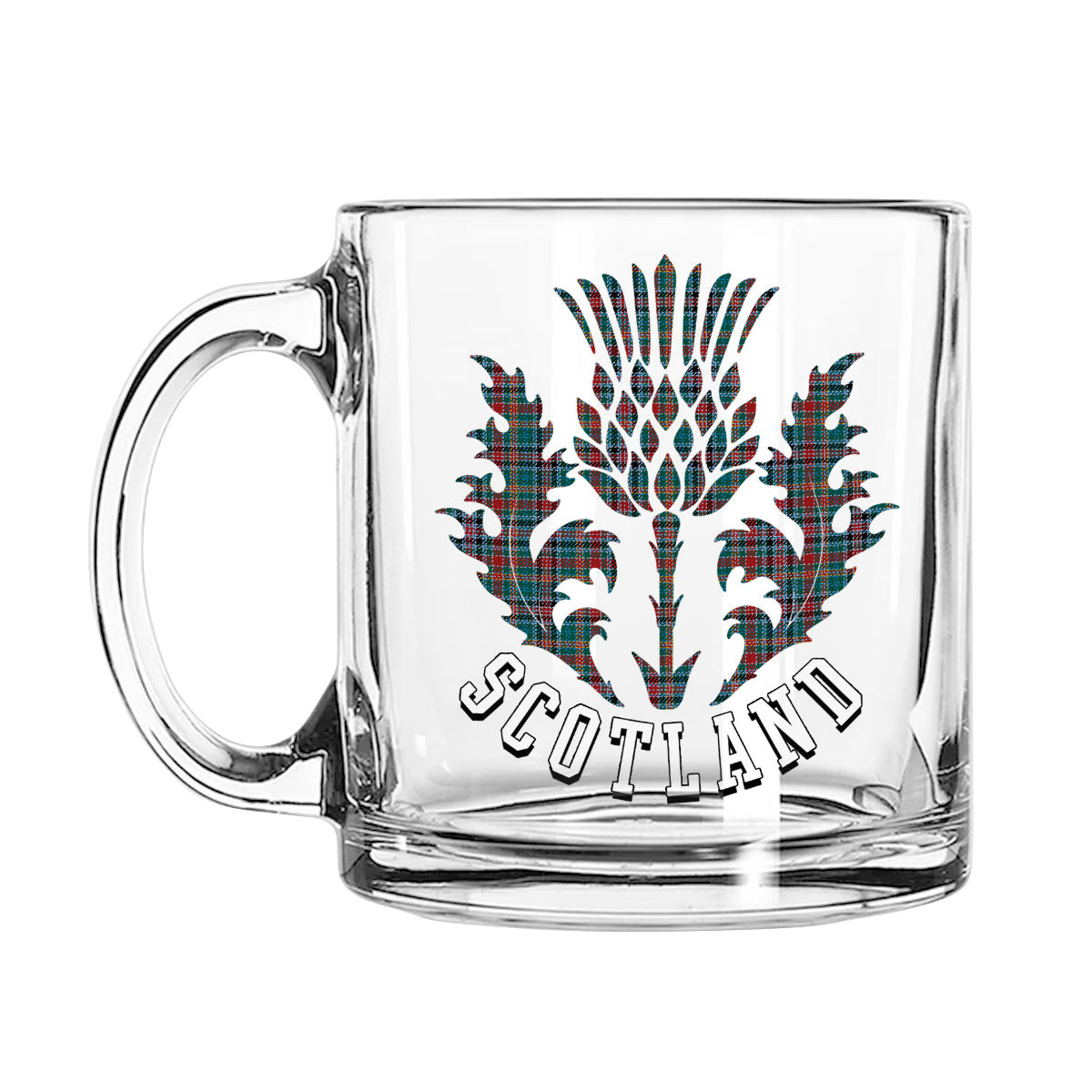 ScotsTee Shop Scottish Russell Old Modern Scotland Thislte Tartan Glass Mug