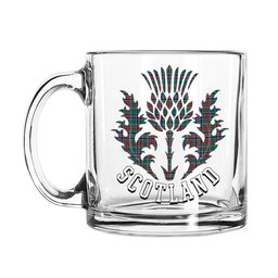 ScotsTee Shop Scottish Russell Old Modern Scotland Thislte Tartan Glass Mug