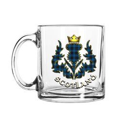 ScotsTee Shop Scottish Ramsay Blue Hunting Scotland Thislte Tartan Glass Mug