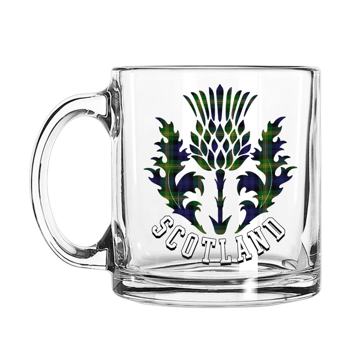 ScotsTee Shop Scottish Gordon of Esselmont Scotland Thislte Tartan Glass Mug