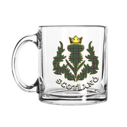 ScotsTee Shop Scottish Gray Hunting Modern Scotland Thislte Tartan Glass Mug