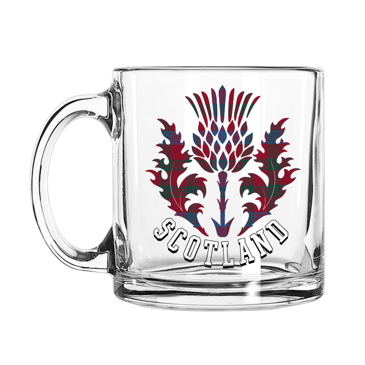 ScotsTee Shop Scottish Laing Artefact Modern Scotland Thislte Tartan Glass Mug