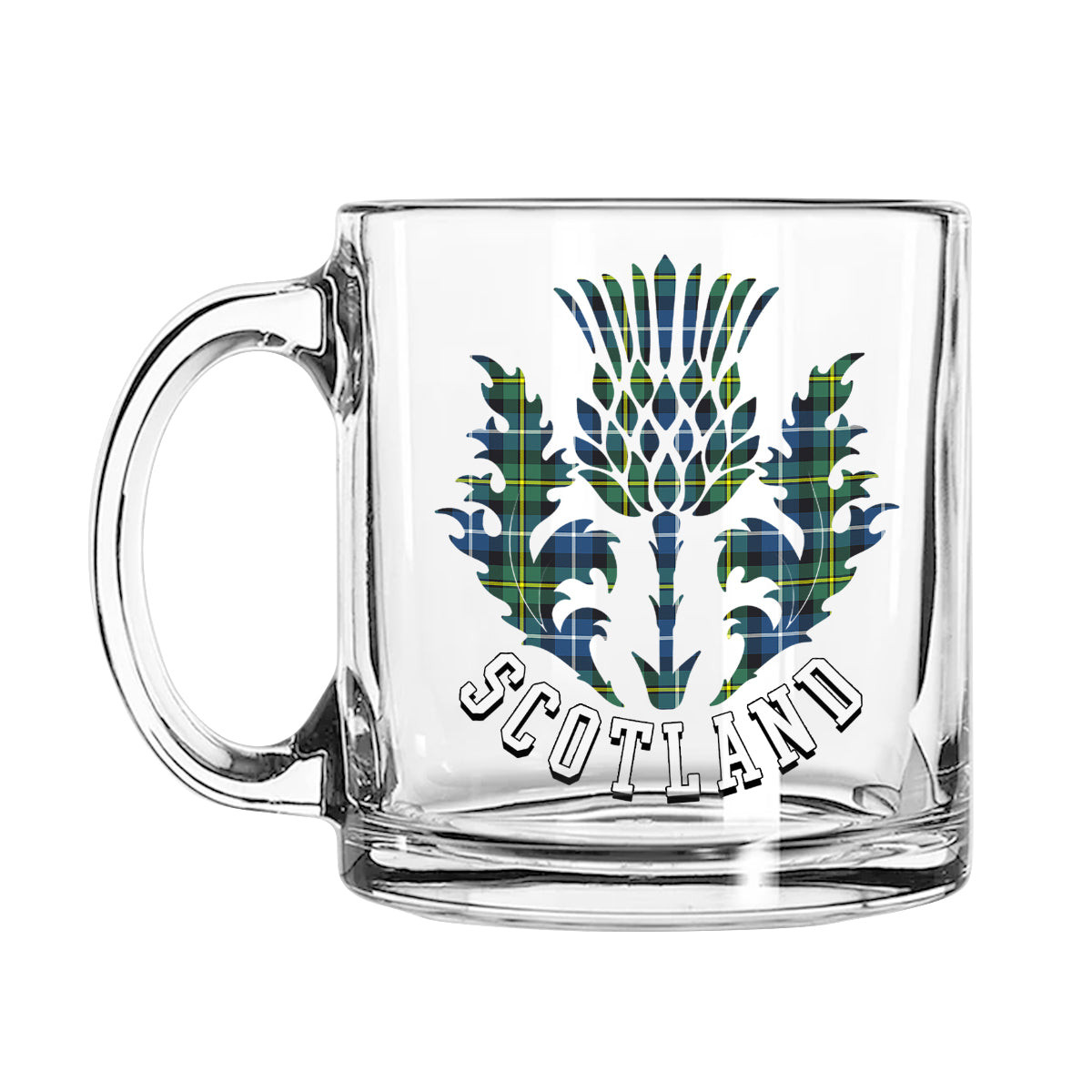 ScotsTee Shop Scottish MacNeill Of Barra Ancient Scotland Thislte Tartan Glass Mug