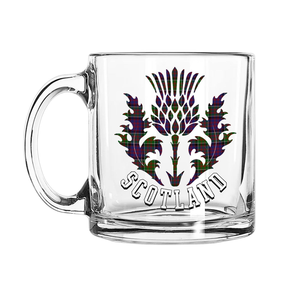 ScotsTee Shop Scottish MacDonald of Clan Ranald Modern Scotland Thislte Tartan Glass Mug
