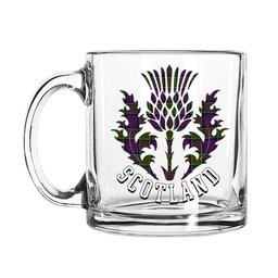 ScotsTee Shop Scottish MacDonald of Clan Ranald Modern Scotland Thislte Tartan Glass Mug