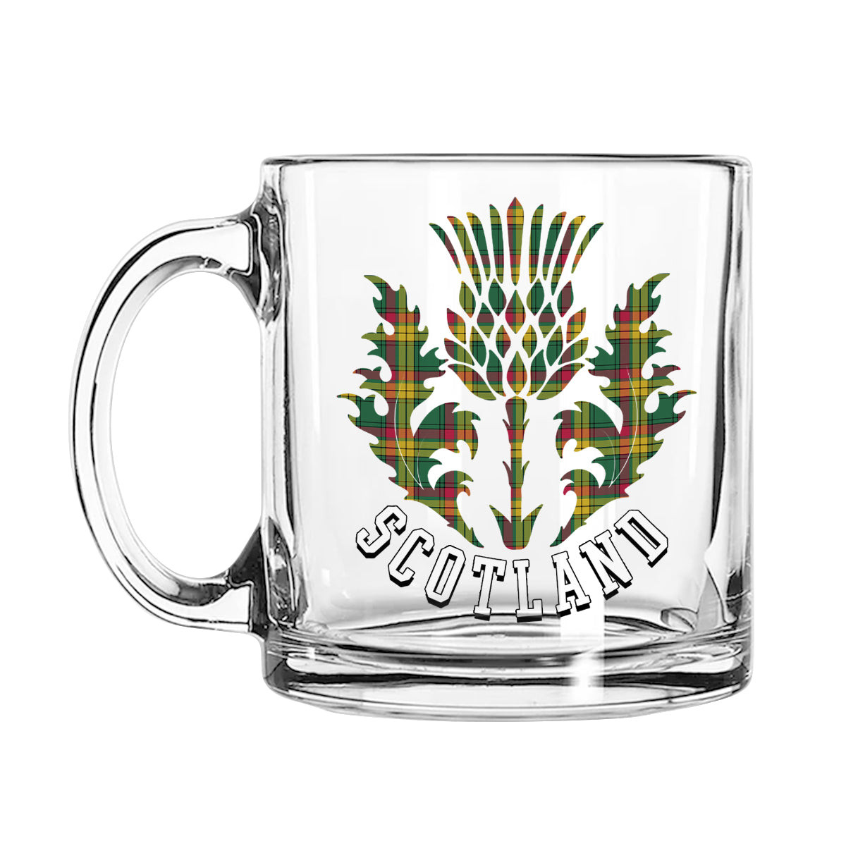 ScotsTee Shop Scottish McMillan Old Ancient Scotland Thislte Tartan Glass Mug