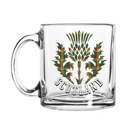 ScotsTee Shop Scottish McMillan Old Ancient Scotland Thislte Tartan Glass Mug