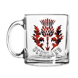 ScotsTee Shop Scottish Ramsay of Dalhousie (Ramsay Red) Ancient Scotland Thislte Tartan Glass Mug