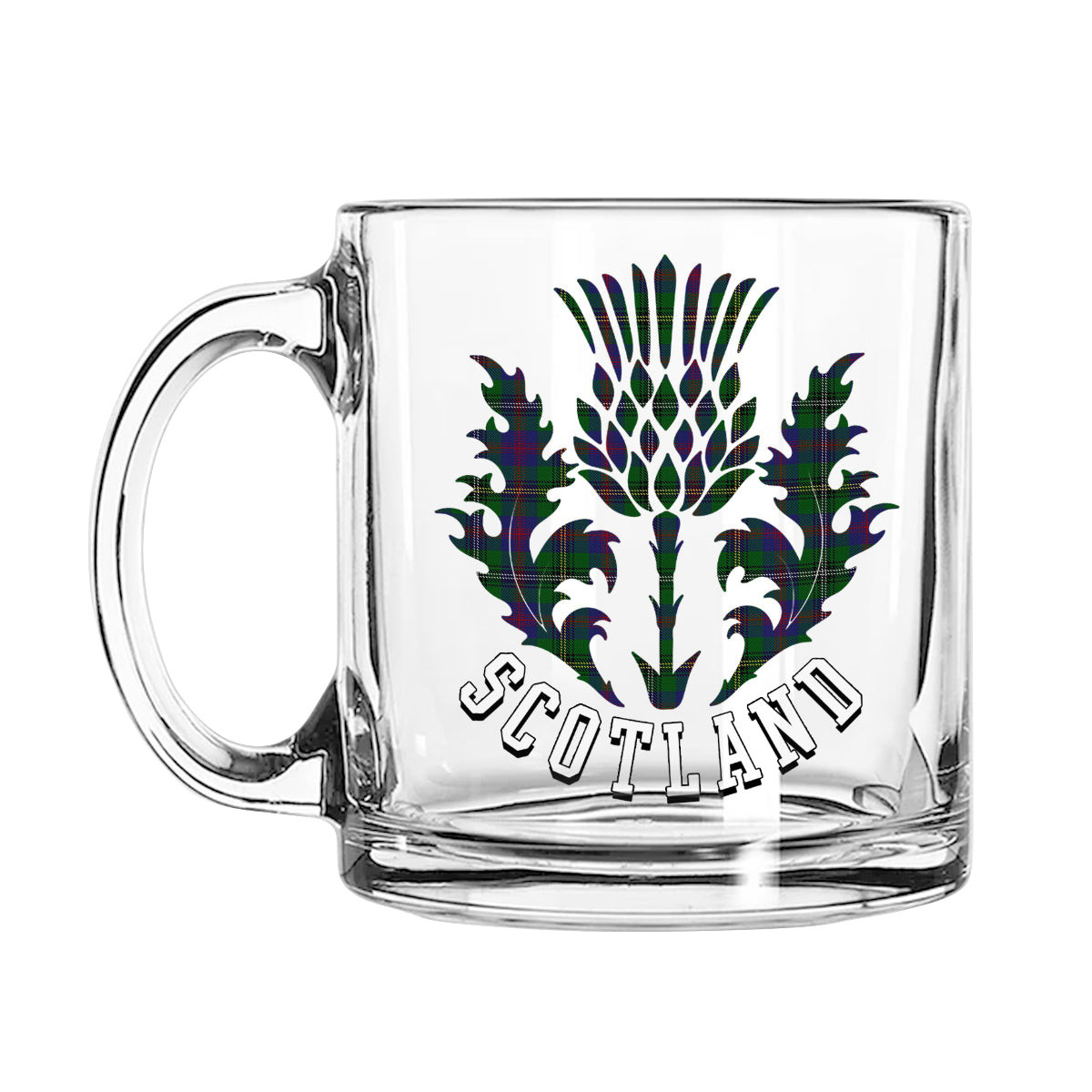 ScotsTee Shop Scottish Wood Scotland Thislte Tartan Glass Mug
