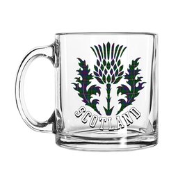 ScotsTee Shop Scottish Wood Scotland Thislte Tartan Glass Mug