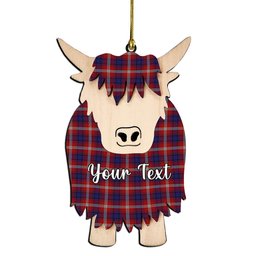 ScotsTee Shop Scottish Ainslie Couple Tartan Highland Cow Ornament Acrylic