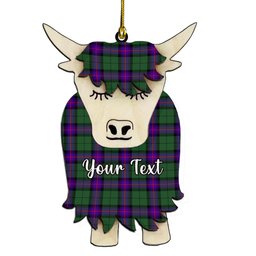 ScotsTee Shop Scottish Armstrong Modern Couple Tartan Highland Cow Ornament Acrylic