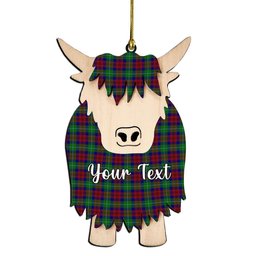 ScotsTee Shop Scottish Akins Couple Tartan Highland Cow Ornament Acrylic