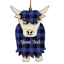 ScotsTee Shop Scottish Angus Modern Couple Tartan Highland Cow Ornament Acrylic