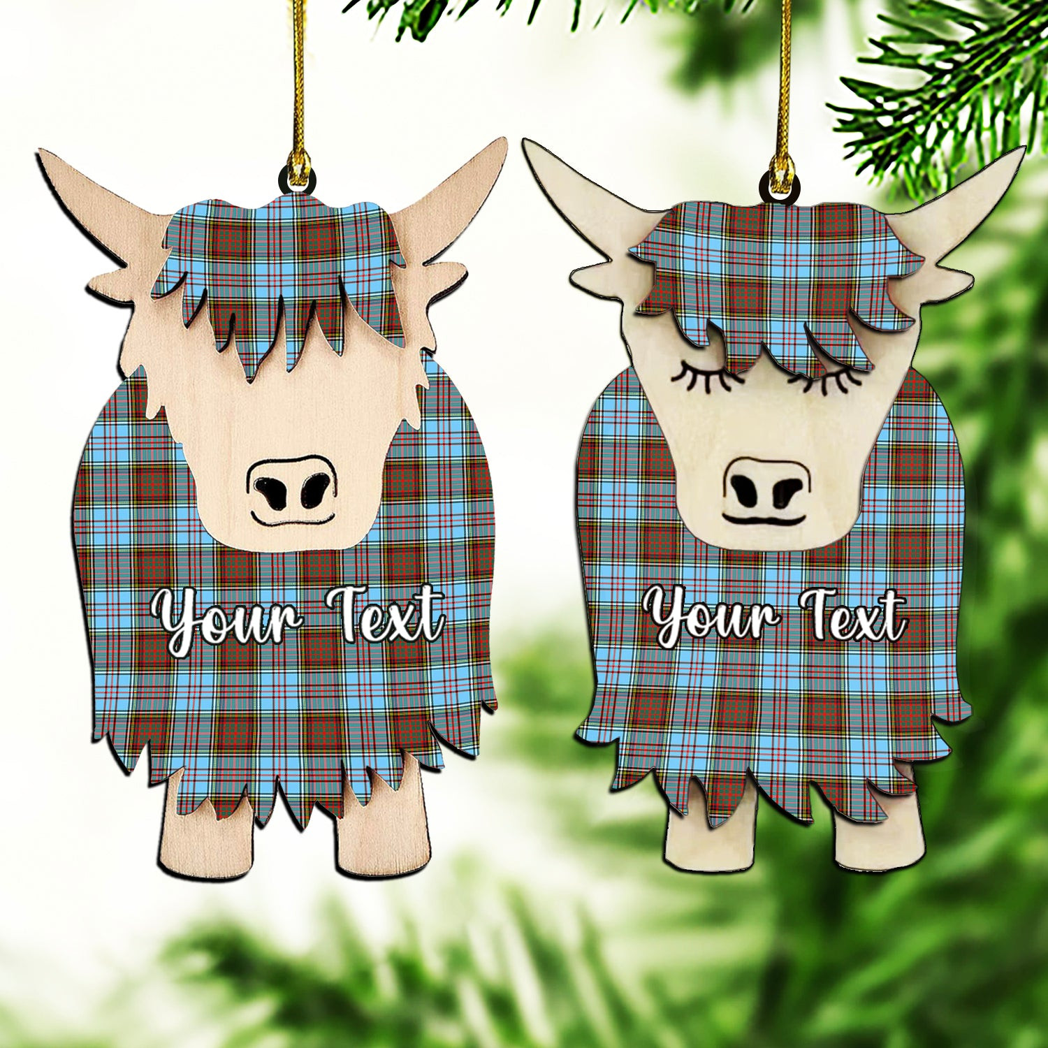 ScotsTee Shop Scottish Anderson Ancient Couple Tartan Highland Cow Ornament Acrylic